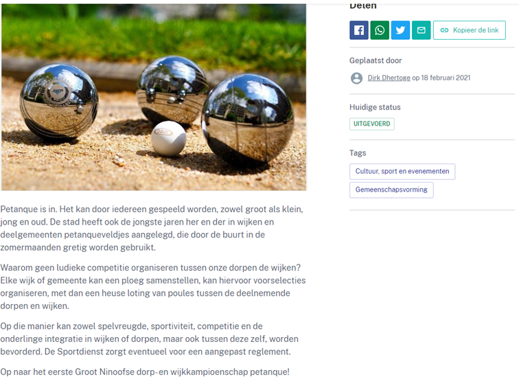 indienen idee ninoofs petanquetornooi door dirkrk