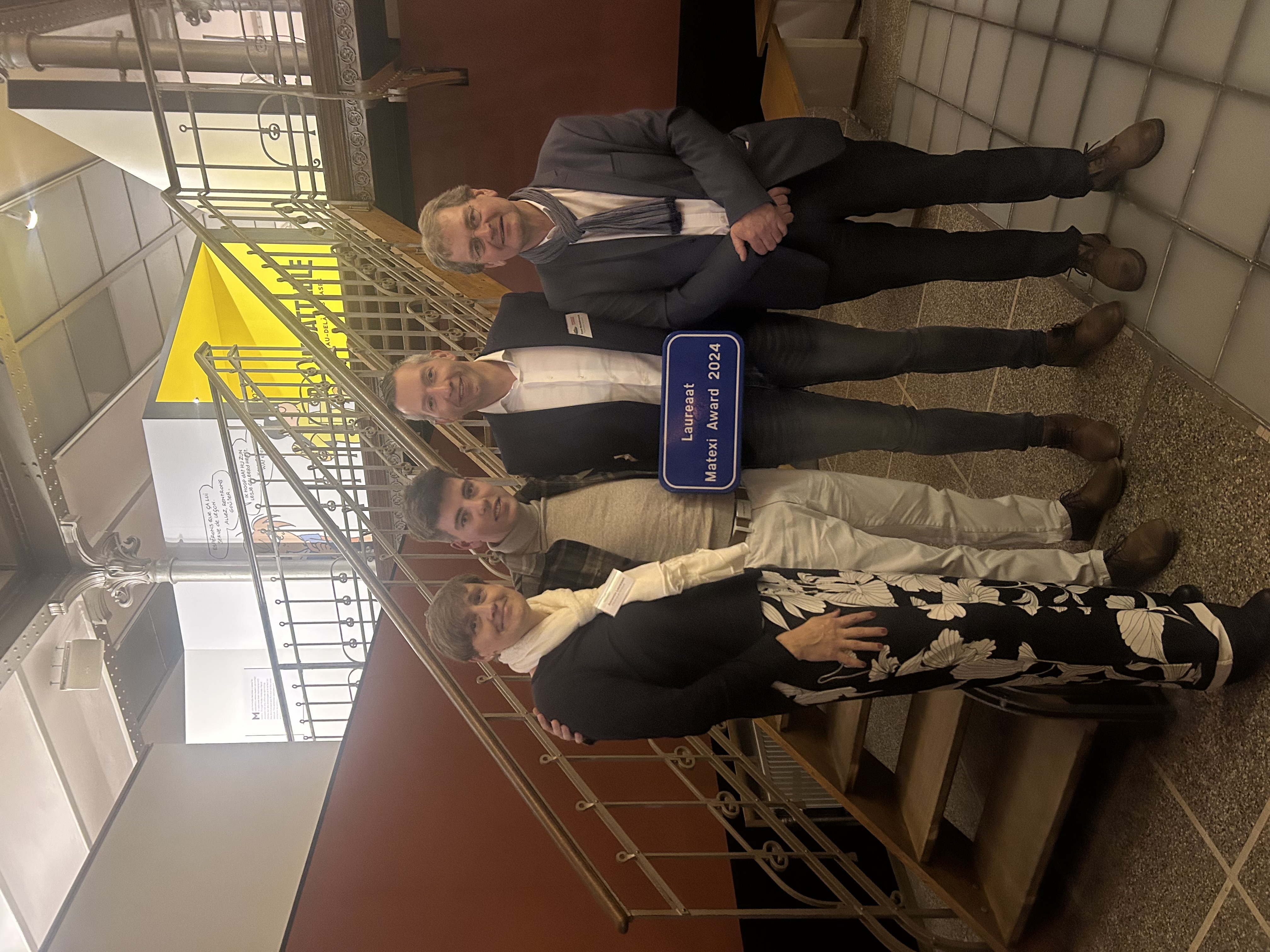 trotse medewerkers Annemie, Stan, Koen en Dirk van petanque Ninove op de prijsuitreiking van Matexi